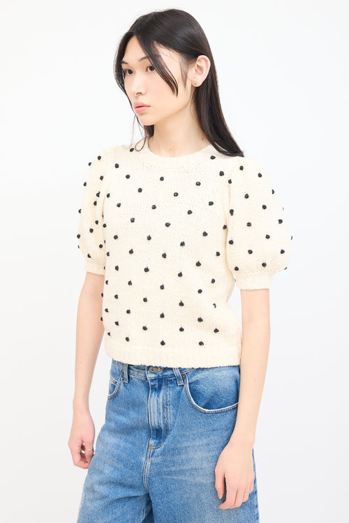 Ulla Johnson Cream Knit Polka Dot Sweater