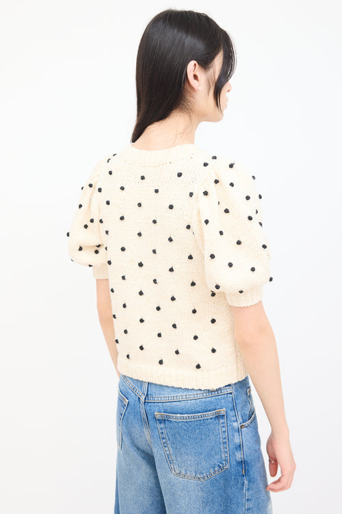 Ulla Johnson Cream Knit Polka Dot Sweater