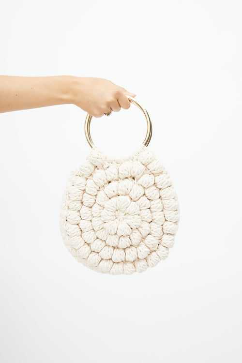 Ulla Johnson Cream 
Gold Lia Crochet Hand Bag