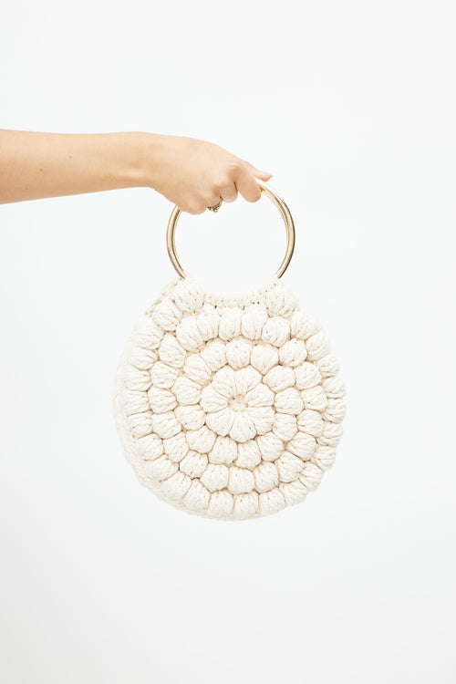 Ulla Johnson Cream 
Gold Lia Crochet Hand Bag