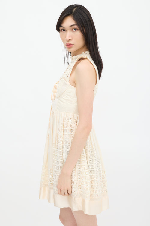 Ulla Johnson Cream Linen Eyelet Bustier Dress