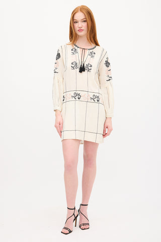 Ulla Johnson Cream 
Multi Embroidered Tunic Dress