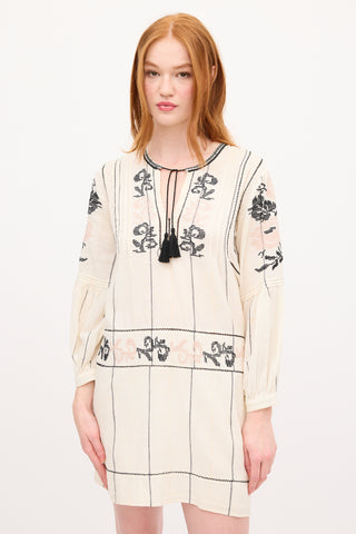 Ulla Johnson Cream 
Multi Embroidered Tunic Dress