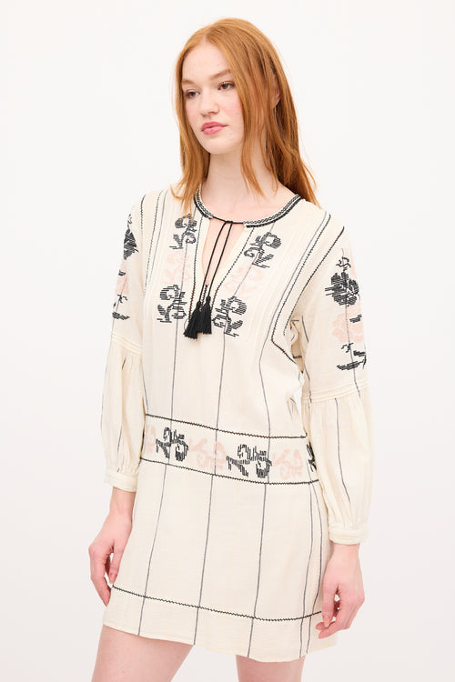 Ulla Johnson Cream 
Multi Embroidered Tunic Dress