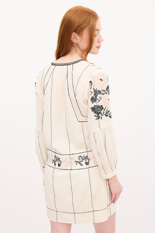 Ulla Johnson Cream 
Multi Embroidered Tunic Dress