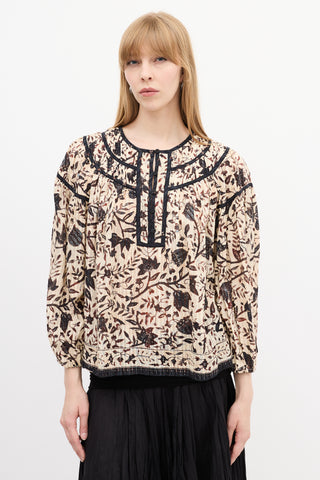 Ulla Johnson Cream 
Multi Floral Printed Blouse