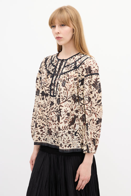 Ulla Johnson Cream 
Multi Floral Printed Blouse