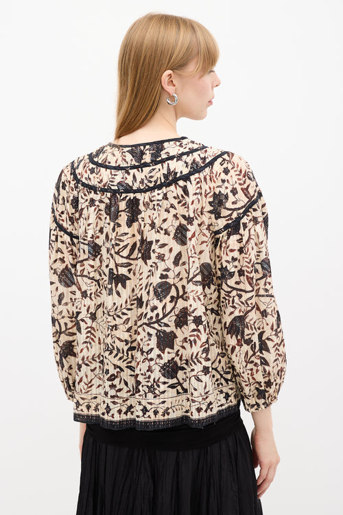 Ulla Johnson Cream 
Multi Floral Printed Blouse