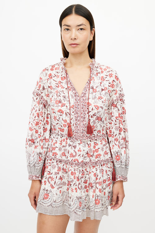 Ulla Johnson Cream 
Multicolour Floral Tiered Dress