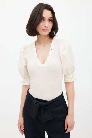 Ulla Johnson Cream Pia Puff Sleeve Blouse