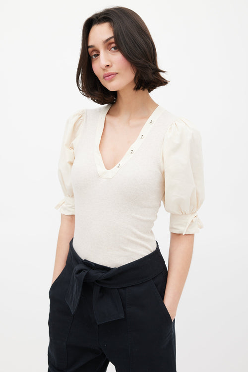 Ulla Johnson Cream Pia Puff Sleeve Blouse