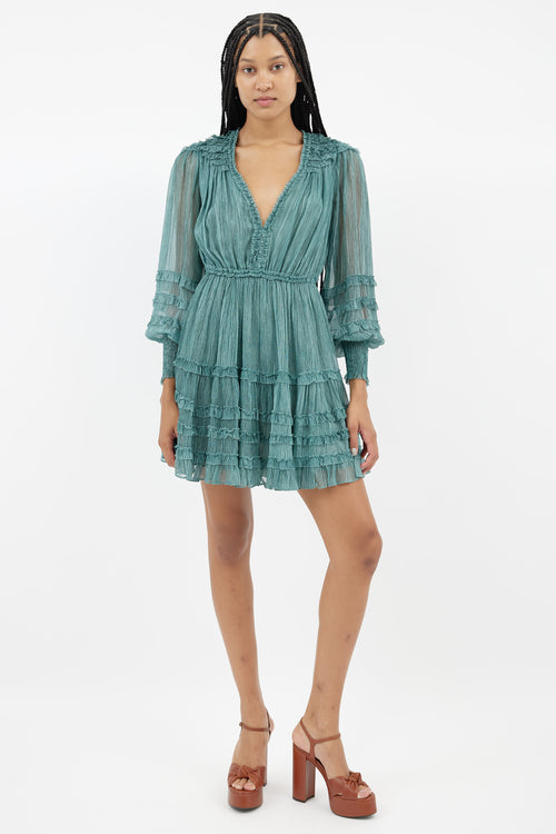 Ulla Johnson Green Silk Stripes Dress