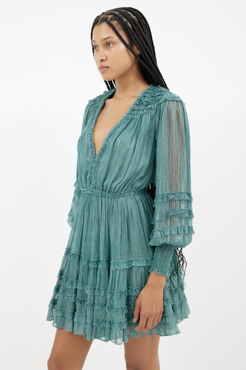 Ulla Johnson Green Silk Stripes Dress