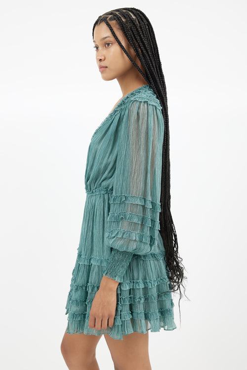 Ulla Johnson Green Silk Stripes Dress