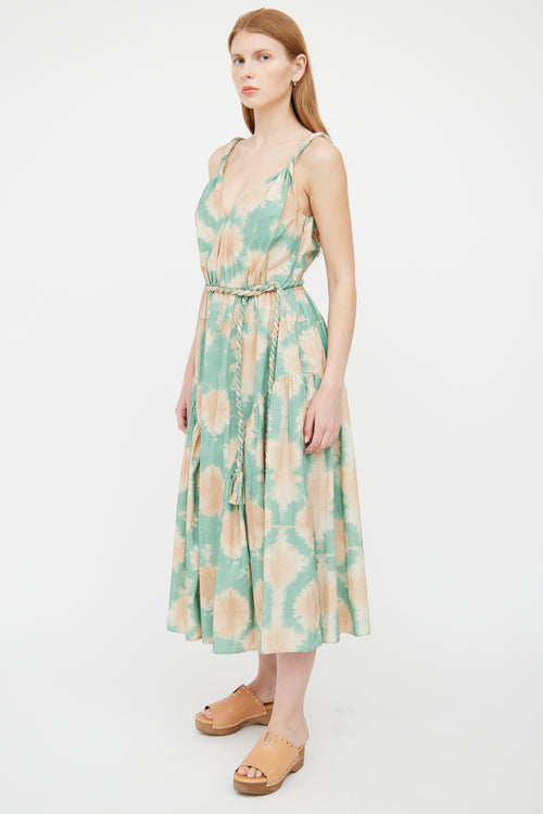 Ulla Johnson Green 
Tan Tie Dye Dress