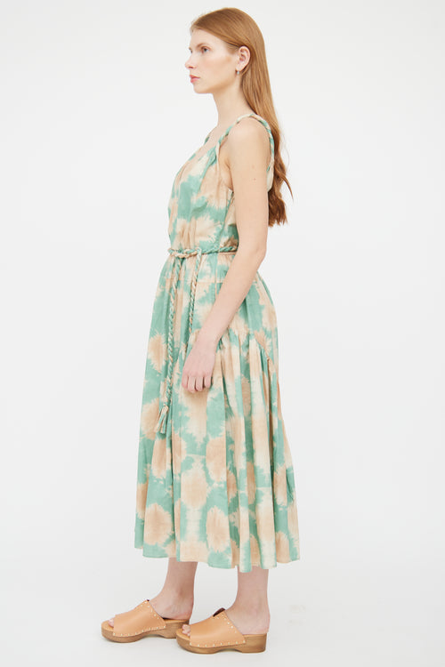 Ulla Johnson Green 
Tan Tie Dye Dress