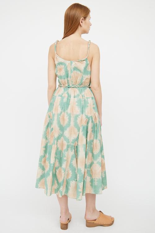 Ulla Johnson Green 
Tan Tie Dye Dress