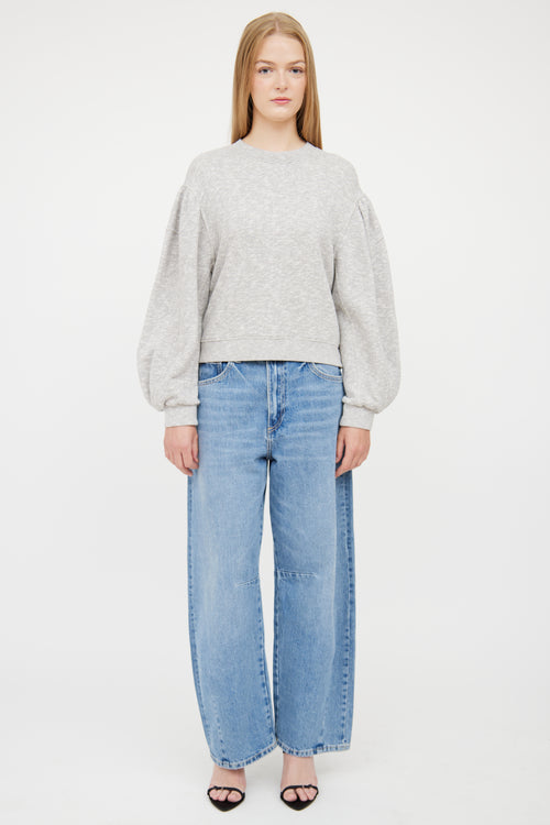 Ulla Johnson Light Grey Puff Sleeve Sweatshirt