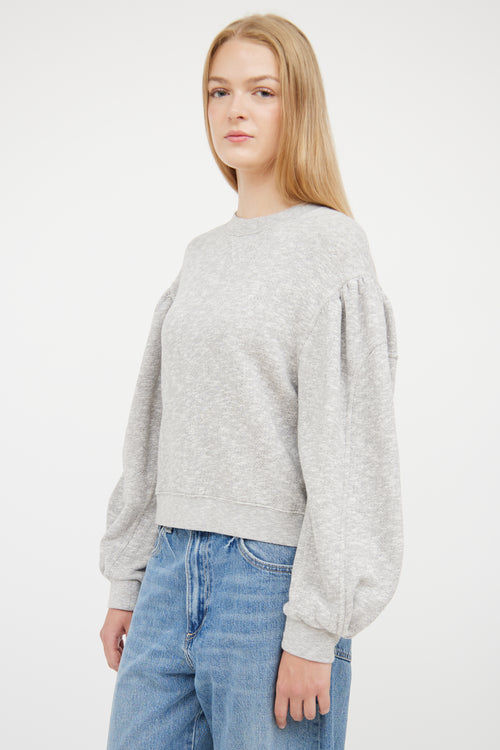 Ulla Johnson Light Grey Puff Sleeve Sweatshirt