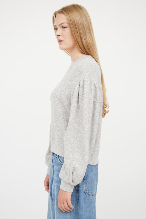 Ulla Johnson Light Grey Puff Sleeve Sweatshirt