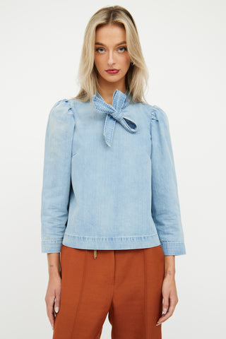 Light Wash Denim Tie Top Ulla Johnson