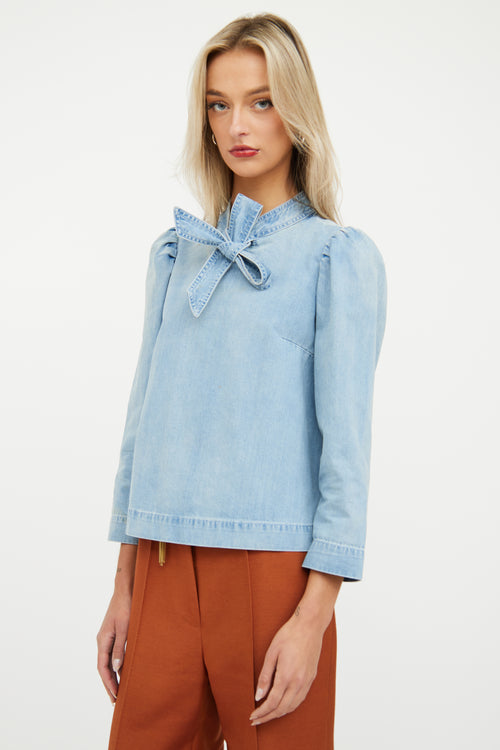 Light Wash Denim Tie Top Ulla Johnson