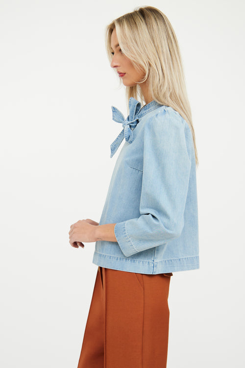 Light Wash Denim Tie Top Ulla Johnson