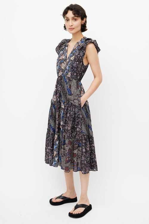 Ulla Johnson Black 
Multi Print Dress