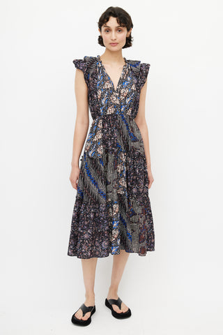 Ulla Johnson Black 
Multi Print Dress