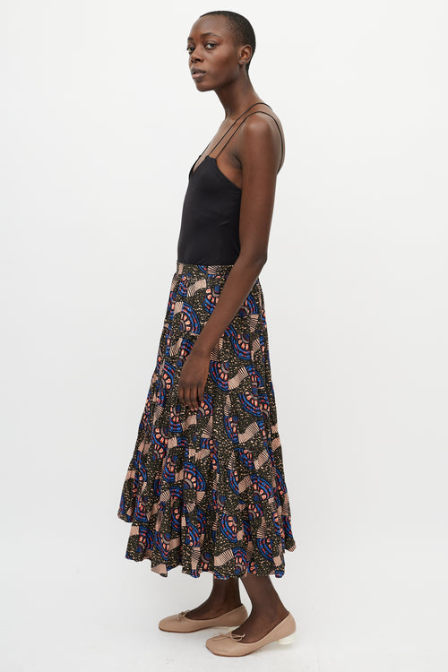 Ulla Johnson Multicolour Patterned Midi Skirt