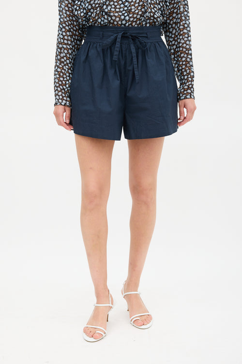 Ulla Johnson Navy Cotton Jodi High Waist Shorts