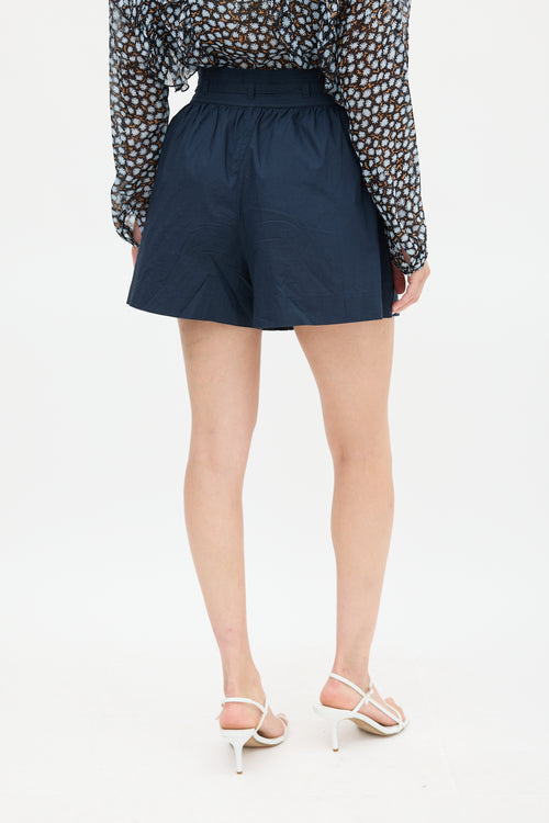 Ulla Johnson Navy Cotton Jodi High Waist Shorts