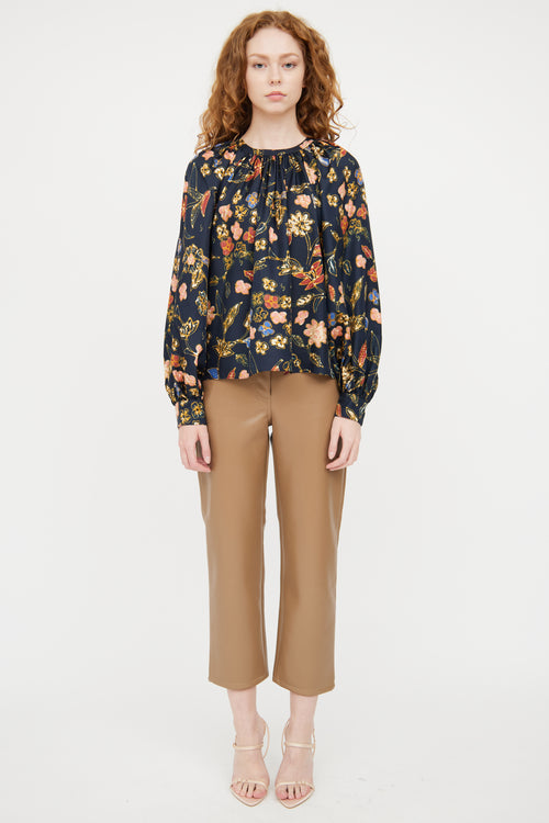 Ulla Johnson Navy 
Multicolour Silk Paisley Top