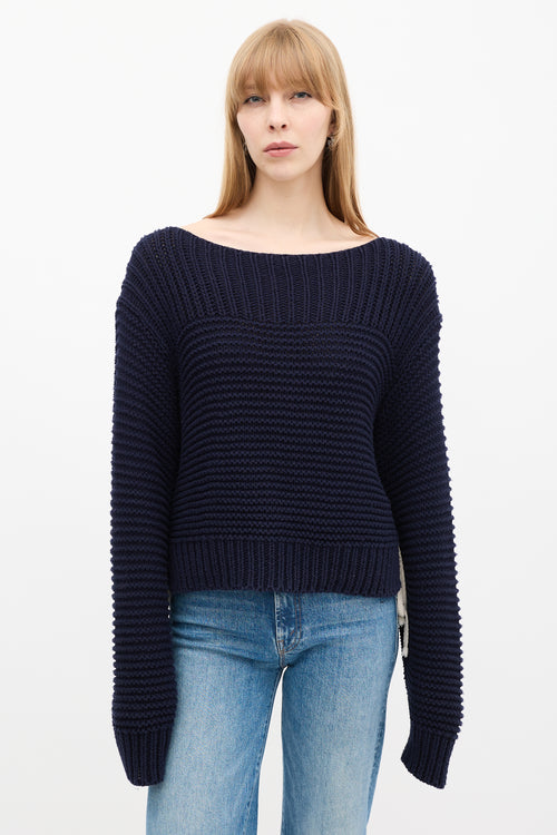 Ulla Johnson Navy Knit Lace Up Elliot Sweater