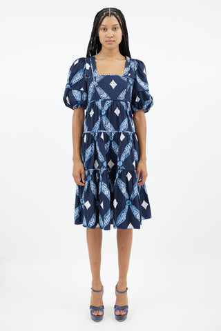 Ulla Johnson Navy Tie Dye Midi Dress