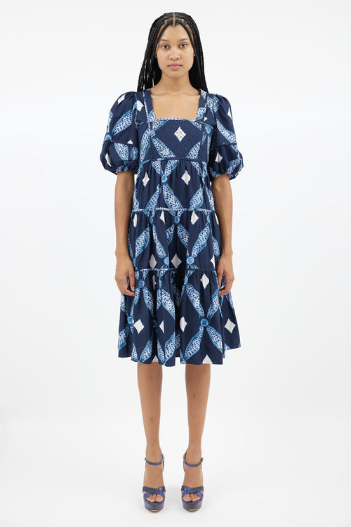 Ulla Johnson Navy Tie Dye Midi Dress