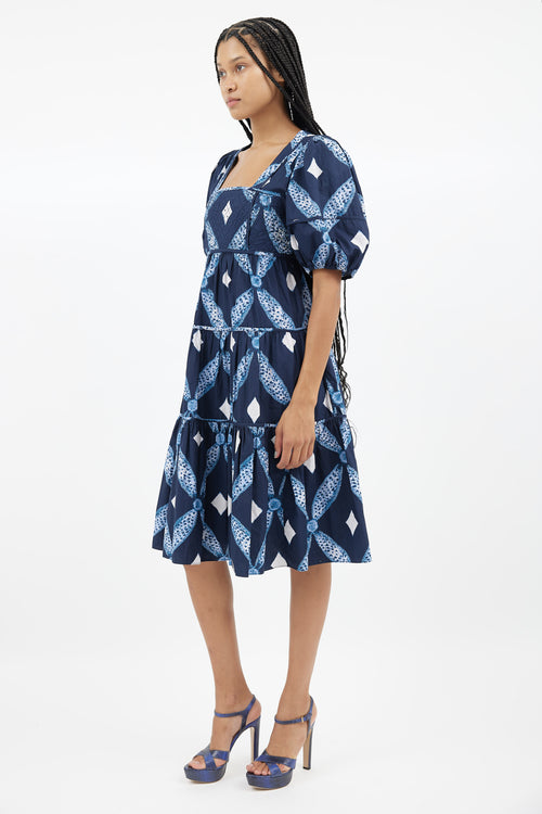 Ulla Johnson Navy Tie Dye Midi Dress