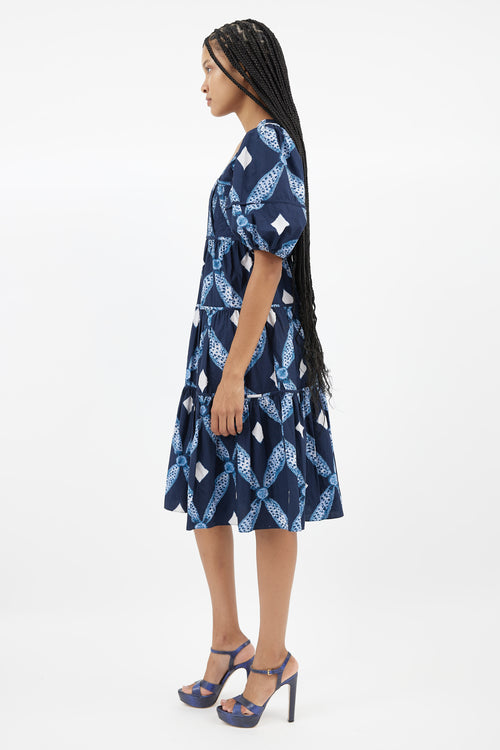 Ulla Johnson Navy Tie Dye Midi Dress