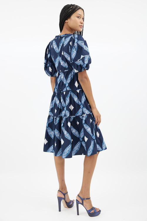 Ulla Johnson Navy Tie Dye Midi Dress