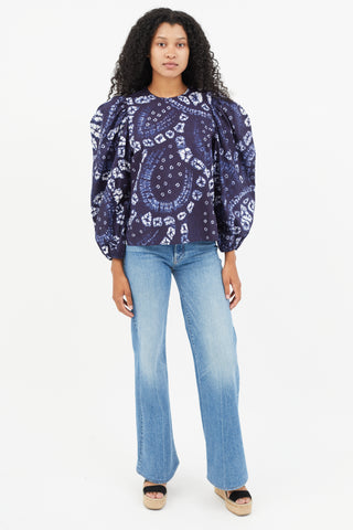 Ulla Johnson Navy 
White Tie Dye Top