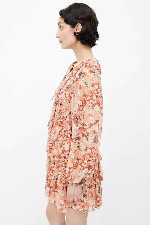 Ulla Johnson Orange 
Multi Silk Floral Dress