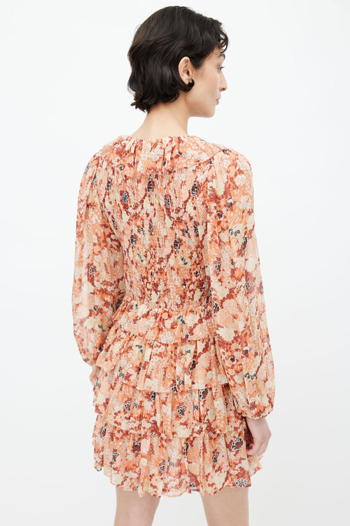 Ulla Johnson Orange 
Multi Silk Floral Dress