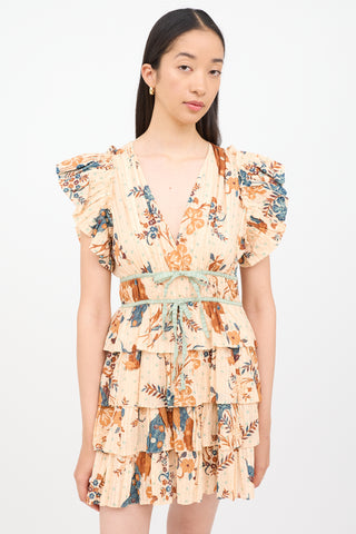 Ulla Johnson Orange Multi Colour Marni Dress