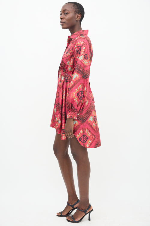 Ulla Johnson Pink 
Multi Silk Tie Dye Jude Dress