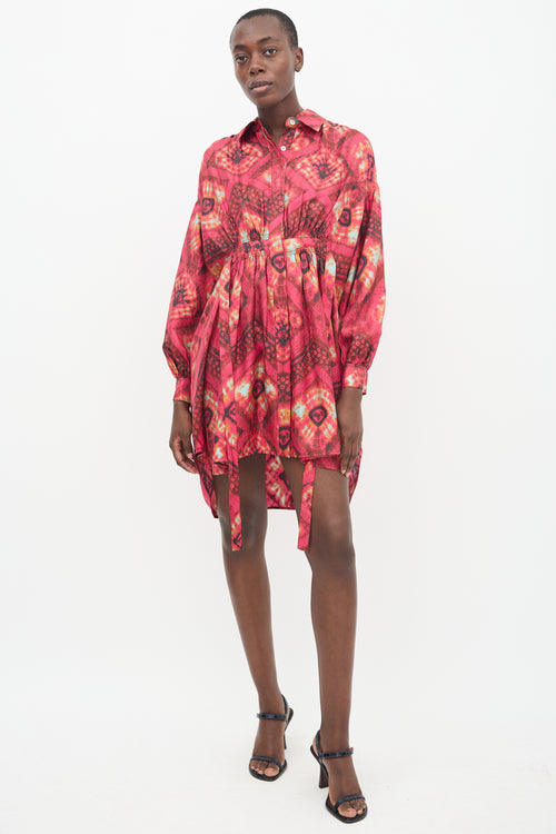 Ulla Johnson Pink 
Multi Silk Tie Dye Jude Dress