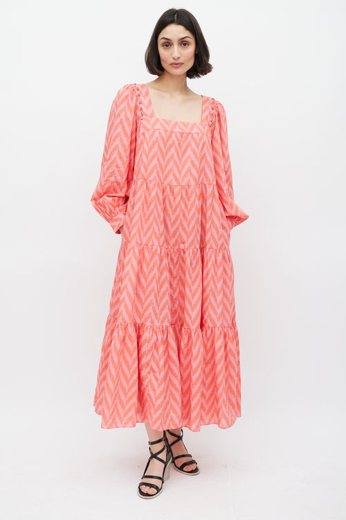 Ulla Johnson Pink 
Red Chevron Two Way Dress