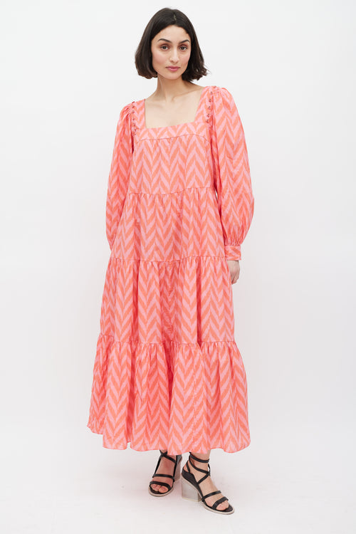 Ulla Johnson Pink 
Red Chevron Two Way Dress