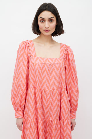 Ulla Johnson Pink 
Red Chevron Two Way Dress