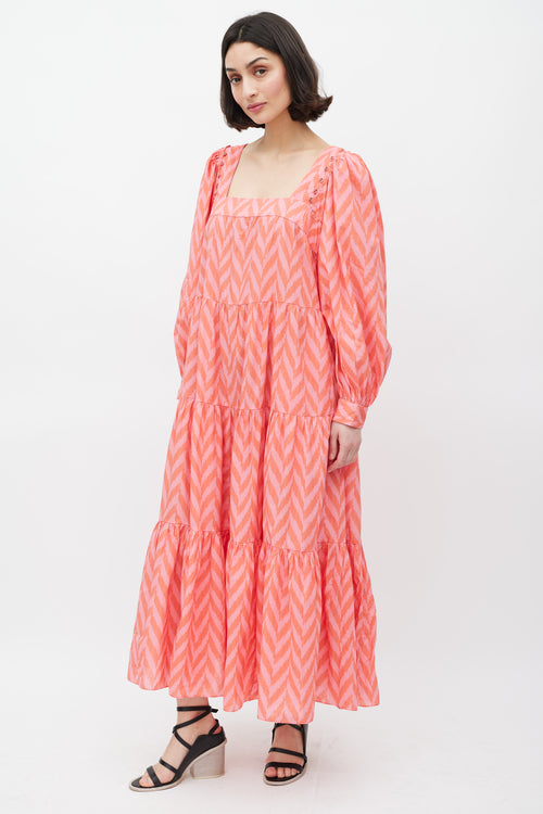 Ulla Johnson Pink 
Red Chevron Two Way Dress