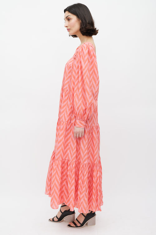 Ulla Johnson Pink 
Red Chevron Two Way Dress